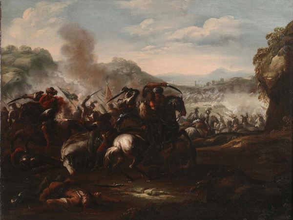 Scuola del XVII secolo Scontro di cavalleria