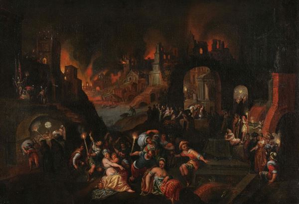 Fuga da una città in fiamme