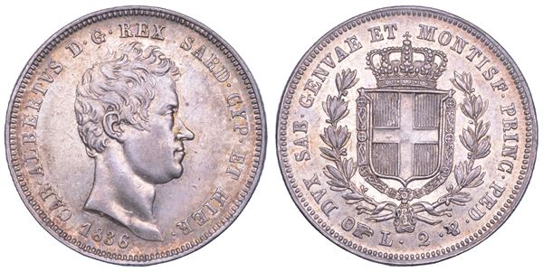 REGNO DI SARDEGNA. CARLO ALBERTO DI SAVOIA, 1831-1849. 2 Lire 1836. Torino.