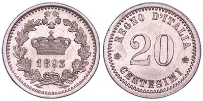 Regno d'Italia, Umberto I di Savoia, Progetto del 20 Centesimi, 1893