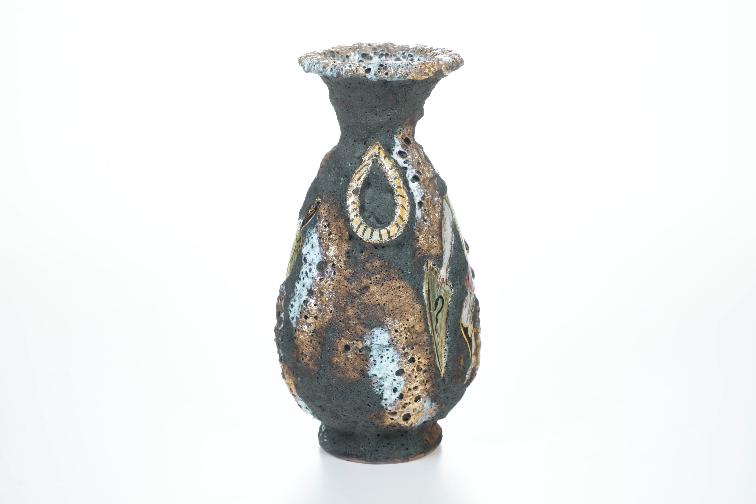 Italo Casini, Vaso, ceramica ad effetto “lava vulcanica” (Sesto Fiorentino), anni ’50 del XX seco...