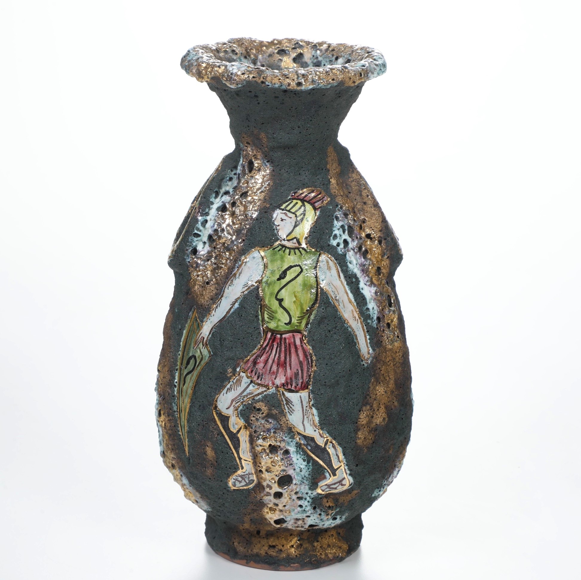 Italo Casini, Vaso, ceramica ad effetto “lava vulcanica” (Sesto Fiorentino), anni ’50 del XX seco...