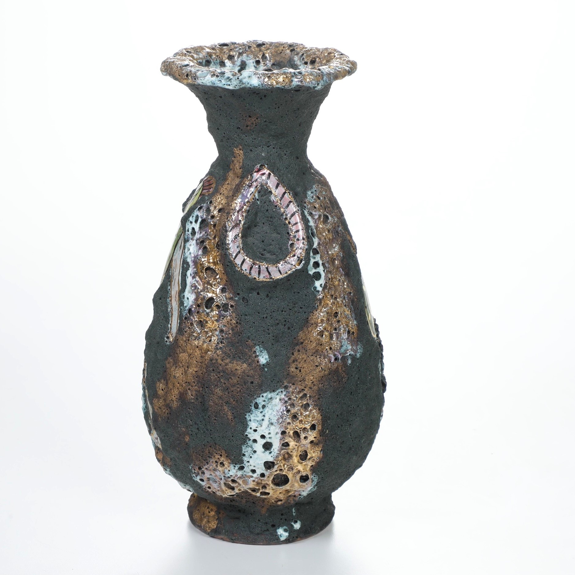 Italo Casini, Vaso, ceramica ad effetto “lava vulcanica” (Sesto Fiorentino), anni ’50 del XX seco...