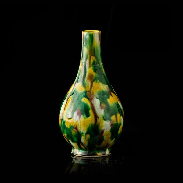 Vaso in porcellana Sancai, Cina, Dinastia Qing, XX secolo
