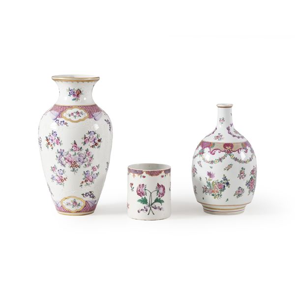 Tre vasi diversi francesi tipo export China, XX secolo