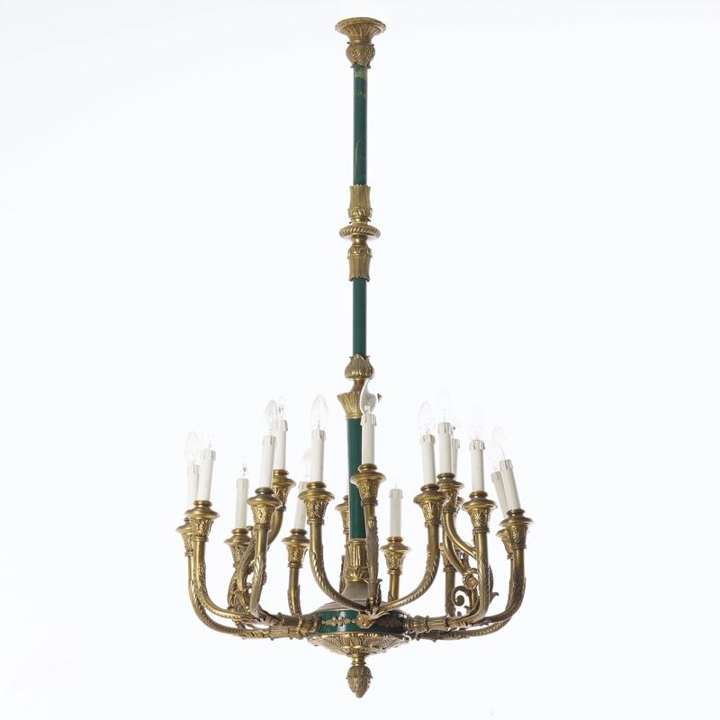Lampadario in metallo dorato e laccato  - Auction Antiques and Frames - Cambi Casa d'Aste