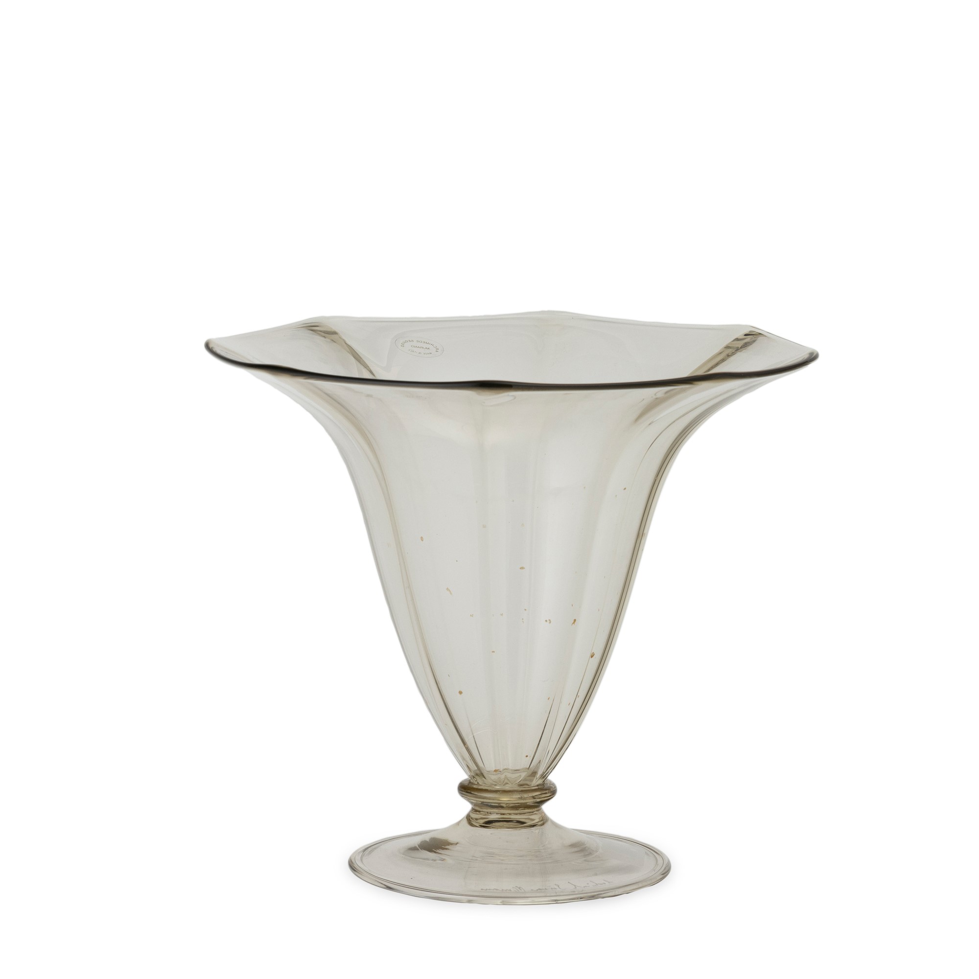 Seguso Archimede, Vaso a tromba in vetro soffiato pagliesco (Murano), 1980 ca