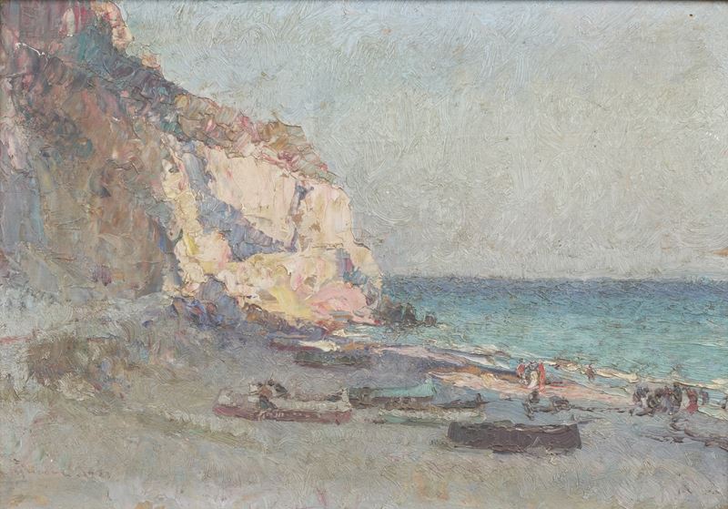 Scuola del XX secolo, Marina, olio su tavola