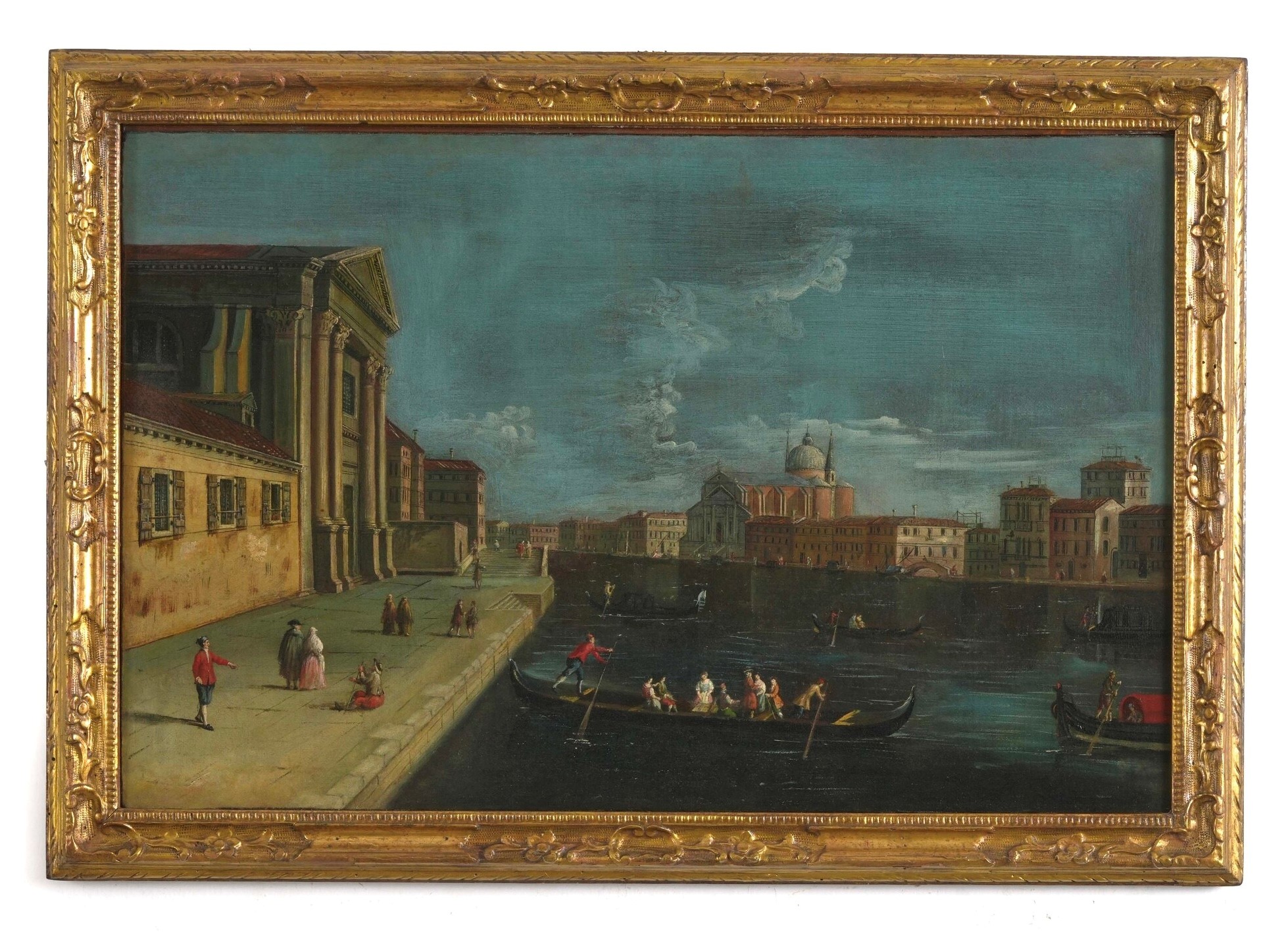 Veduta del canale della Giudecca a Venezia con le chiese dello Spirito Santo e del Redentore