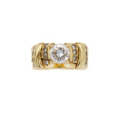 Misani. Anello a Fascia con Diamante Centrale Taglio Brillante di Ct 1.50 Circa