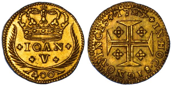 PORTOGALLO. JOAO V, 1707-1750. 400 Reis 1725. Lisbona.