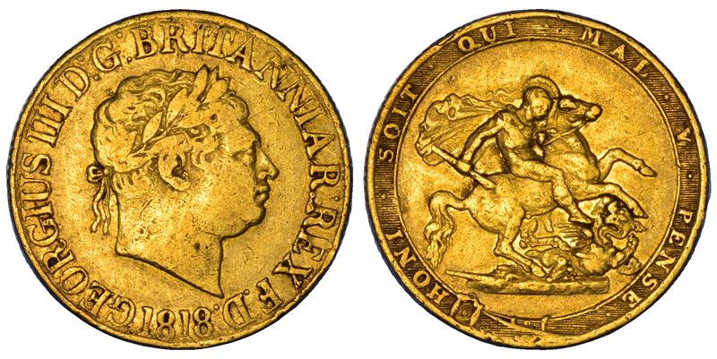REGNO UNITO. GEORGE III, 1760-1820. Sovereign 1818.  - Auction Numismatics - Cambi Casa d'Aste