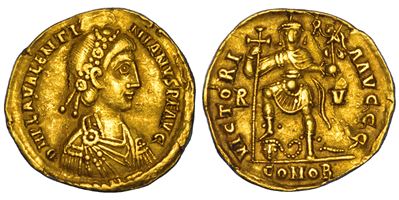 Valentiniano III, Solido, Ravenna, 425-455 d.C.