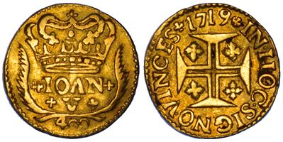 Portogallo, João V, 400 Reis 1719, oro