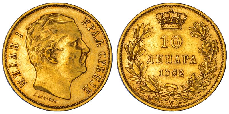 SERBIA. MILAN OBRENOVIC IV, 1854-1901. 20 Dinara 1882. Wien.  - Asta Numismatica - Cambi Casa d'Aste