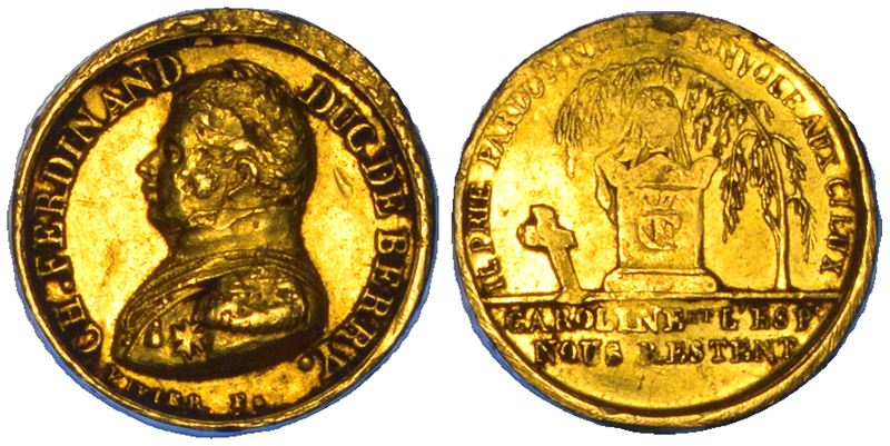 FRANCIA. ENRICO V, 1820-1883. Medaglia in oro 1820. Morte del Duca di Berry e speranza di Nascita.  - Auction Numismatics - Cambi Casa d'Aste