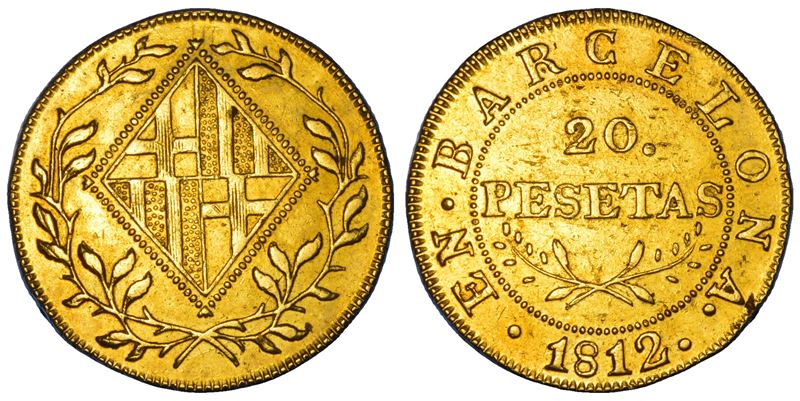 SPAGNA. JOSÉ NAPOLEONE, 1808-1814. 20 Pesetas 1812. Barcellona.  - Asta Numismatica - Cambi Casa d'Aste