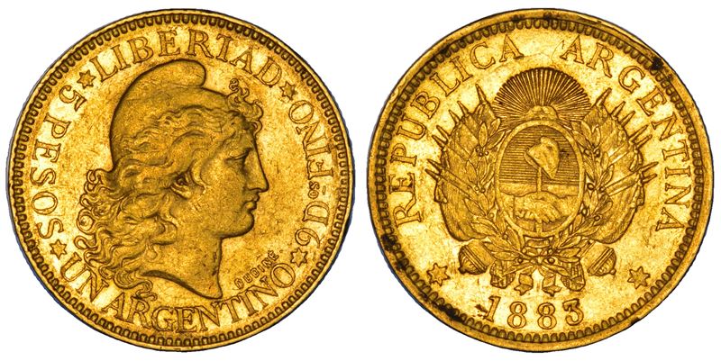 ARGENTINA. REPUBLICA, dal 1816. 5 Pesos (Argentino) 1883.  - Auction Numismatics - Cambi Casa d'Aste