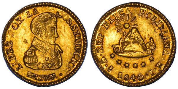 BOLIVIA. REPUBLICA. 1/2 Escudo 1840. Potosi.
