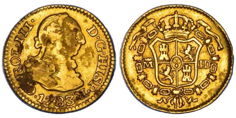 SPAGNA. CARLOS III, 1759-1788. 1/2 Escudo 1783. Madrid.  - Asta Numismatica - Cambi Casa d'Aste