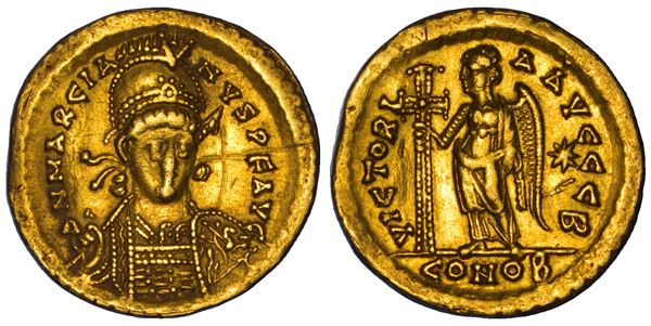 MARCIANO, 450-457. Solido. Costantinopoli.