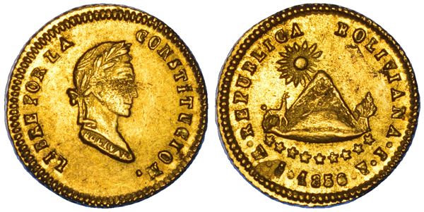 BOLIVIA. REPUBLICA. 1/2 Escudo 1856. Potosi.