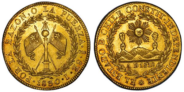 CILE. REPUBLICA. 8 Escudos 1830. Santiago.