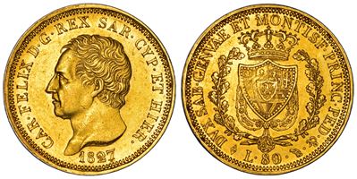 Regno di Sardegna, Carlo Felice di Savoia, 80 Lire 1827, Torino