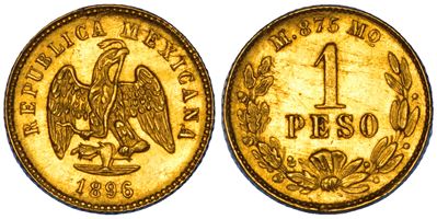 Messico, Repubblica, Peso 1896, Città del Messico, oro