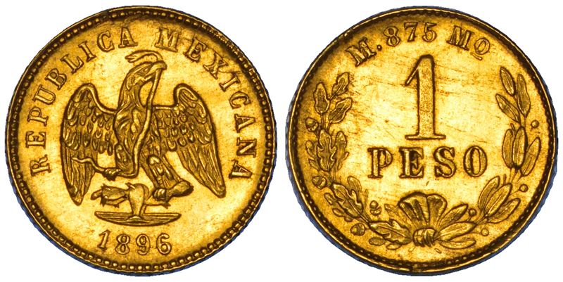 MESSICO. REPUBLICA. Peso 1896. Città del Messico.  - Asta Numismatica - Cambi Casa d'Aste