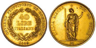 Governo Provvisorio di Lombardia, 40 Lire 1848, Milano