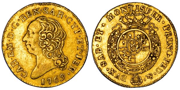 REGNO DI SARDEGNA. CARLO EMANUELE III DI SAVOIA, 1755-1773 (II periodo). Mezza Doppia Nuova 1769. Torino.