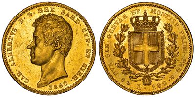 Regno di Sardegna, Carlo Alberto di Savoia 100 Lire 1840, Genova