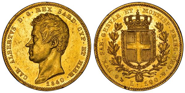 REGNO DI SARDEGNA. CARLO ALBERTO DI SAVOIA, 1831-1849. 100 Lire 1840. Genova.