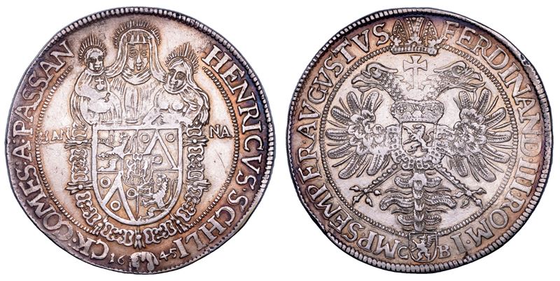 AUSTRIA - SCHLICK. HEINRICH IV, 1612-1650 (col titolo di FERDINAND III). Taler 1645.  - Auction Numismatics - Cambi Casa d'Aste
