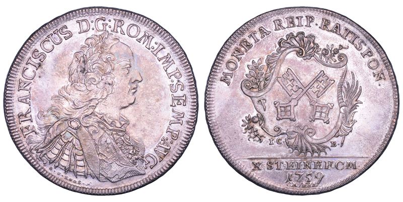 GERMANIA - REGENSBURG. FREE CITY (a nome dell'imperatore Franz I). Taler 1759.  - Asta Numismatica - Cambi Casa d'Aste