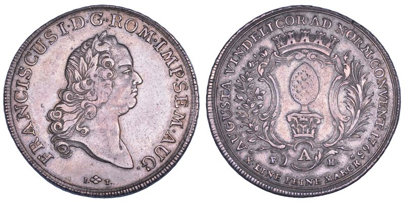 GERMANIA - AUGSBURG. FREE CITY (a nome dell'imperatore Franz I). Taler 1765.  - Asta Numismatica - Cambi Casa d'Aste