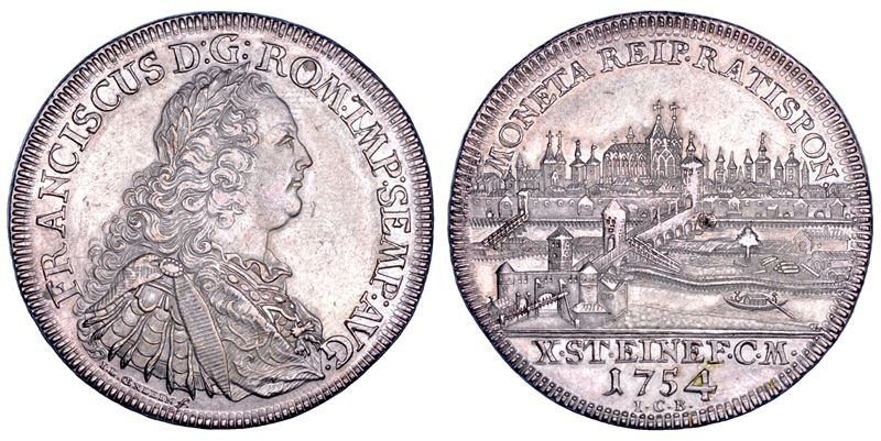 GERMANIA - REGENSBURG. FREE CITY (a nome dell'imperatore Franz I). Taler 1754.  - Asta Numismatica - Cambi Casa d'Aste