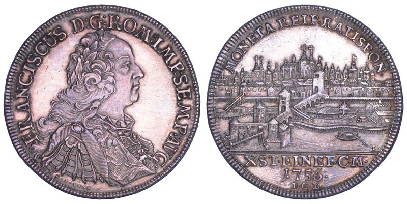 GERMANIA - REGENSBURG. FREE CITY (a nome dell'imperatore Franz I). Taler 1756.  - Auction Numismatics - Cambi Casa d'Aste