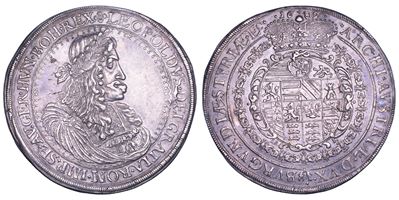 AUSTRIA, Leopold I, Breiter Doppeltaler 1682, Graz