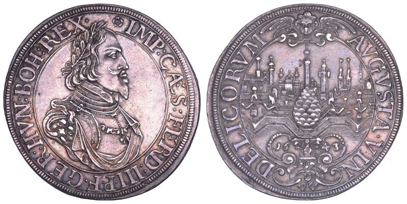 AUSTRIA. FERDINAND III, 1637-1657. Taler 1643. Augsburg.  - Auction Numismatics - Cambi Casa d'Aste