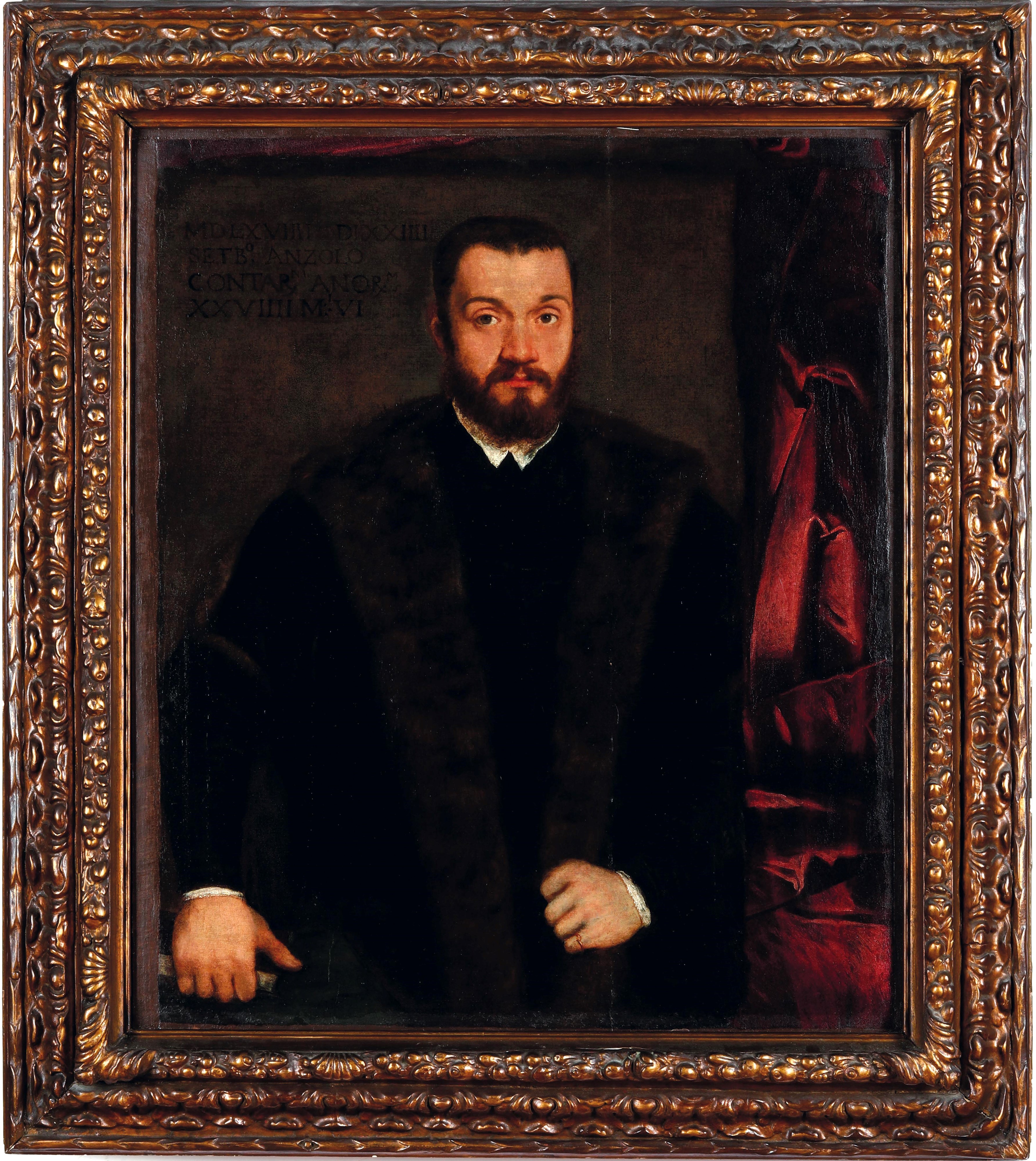 Paolo Caliari Detto il Veronese - Ritratto di Angelo Contarini, olio su tela applicata su tavola