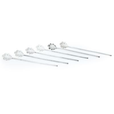 Calderoni (argentiere di Bologna), Set di sei cocktail sticks a forma di foglia in argento fuso e...