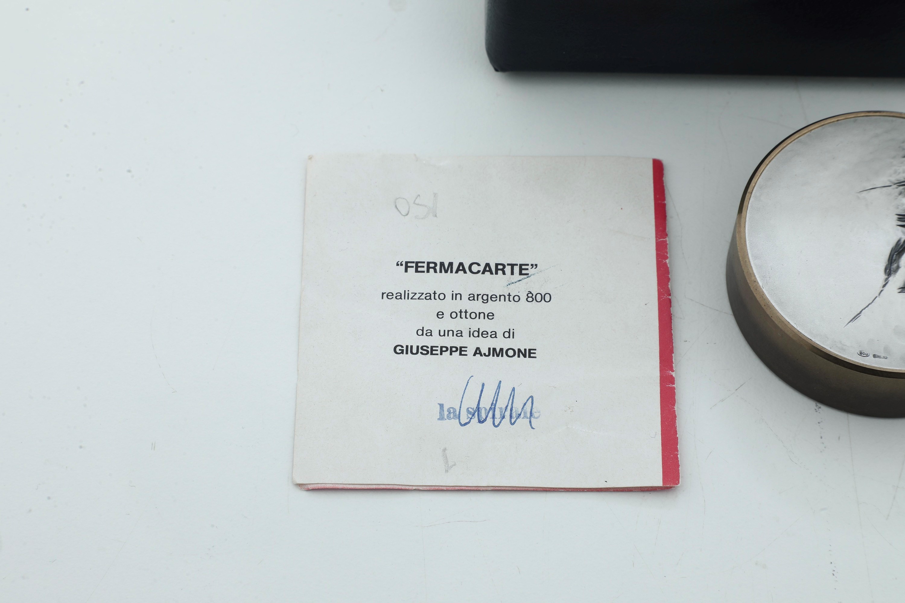 Giuseppe Ajmone, Fermacarte in ottone e argento