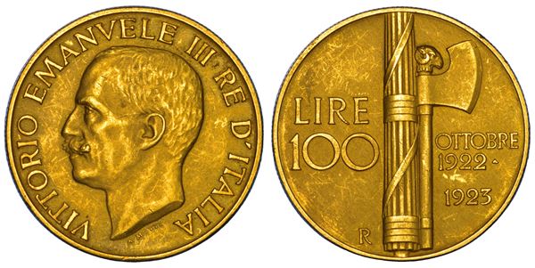 REGNO D'ITALIA. VITTORIO EMANUELE III DI SAVOIA, 1900-1946. 100 Lire 1923. Fascio.