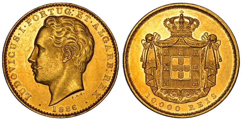PORTOGALLO. LUIS I, 1861-1889. 10.000 Reis 1886, Lisbona.  - Auction Numismatics - Cambi Casa d'Aste