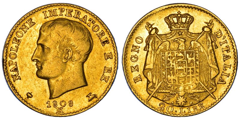 MILANO. NAPOLEONE, 1805-1814. 20 Lire 1808.  - Auction Numismatics - Cambi Casa d'Aste