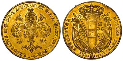 Leopoldo II di Lorena, 80 Fiorini 1827, Oro