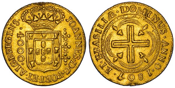 BRASILE. JOÃO (PRINCIPE REGGENTE), 1805-1818. 4000 Reis 1807. Bahia.