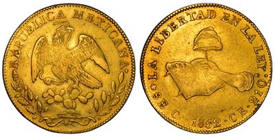 Messico, Repubblica, 8 Escudos 1852, Culican